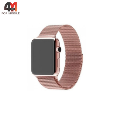 Сменный браслет для Apple Watch 38/40/41/42 (10 серия) Mm миланская петля, пудровый