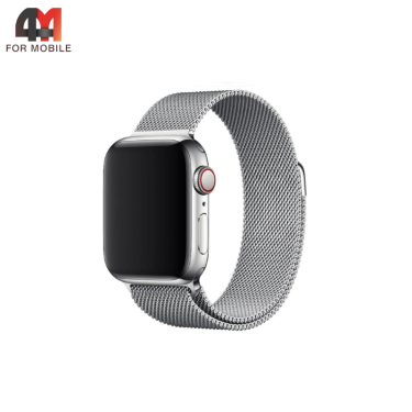 Сменный браслет для Apple Watch 42/44/45/46/49 Mm миланская петля, серебристый