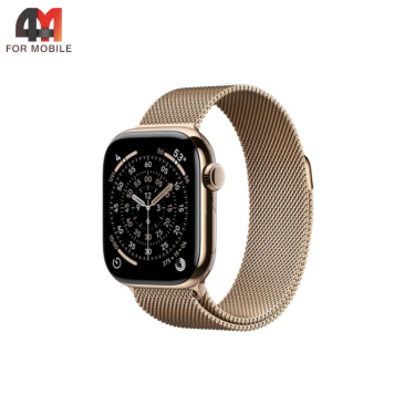 Сменный браслет для Apple Watch 42/44/45/46/49 Mm миланская петля, матовый золотистый
