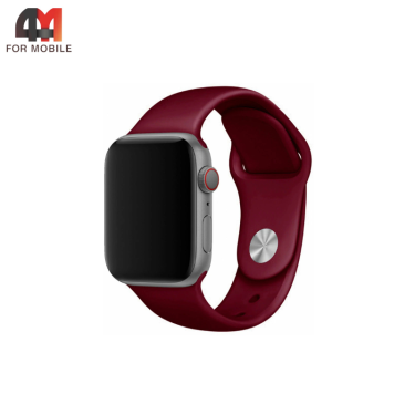 Сменный браслет для Apple Watch 38/40/41/42 (10 серия) Mm силиконовый, бордовый