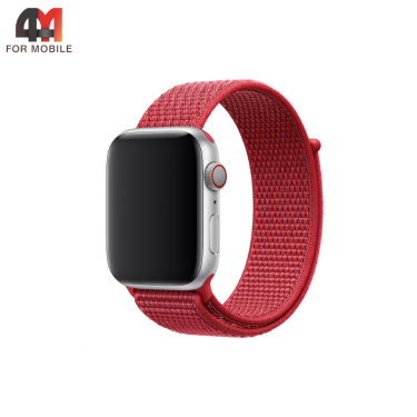 Сменный браслет для Apple Watch 38/40/41/42 (10 серия) Mm нейлоновый, красный