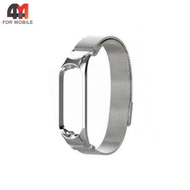 Сменный браслет для Xiaomi Mi Band 2 миланская петля, серебристый
