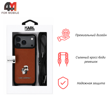 Чехол для iPhone 17 Pro Max Karl Lagerfeld, коричневый