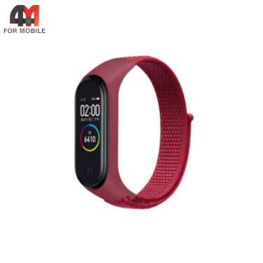 Сменный браслет для Xiaomi Mi Band 3/4/5/6/7 нейлоновый, красный