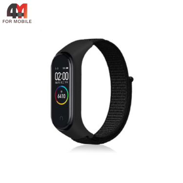Сменный браслет для Xiaomi Mi Band 3/4/5/6/7 нейлоновый, черный