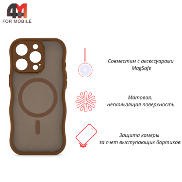 Чехол для iPhone 15 Pro Max пластиковый с MagSafe, коричневый, Capraro