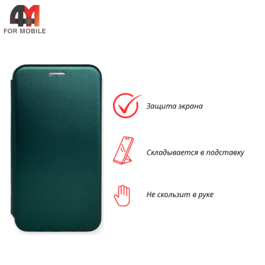 Чехол-книга для Xiaomi Poco M6 Pro 4G/Redmi Note 13 Pro 4G/Redmi Note 14S бок ракушка, зеленого цвета