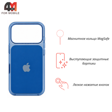 Чехол для iPhone 17 Pro/18 Pro Clear Case+MagSafe, голубой
