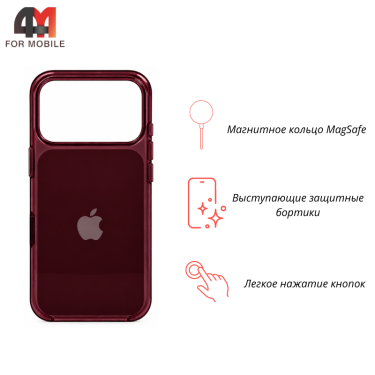 Чехол для iPhone 17 Pro/18 Pro Clear Case+MagSafe, бордовый