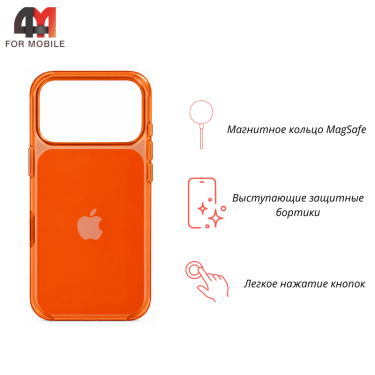Чехол для iPhone 17 Pro Max/18 Pro Max Clear Case+MagSafe, оранжевый