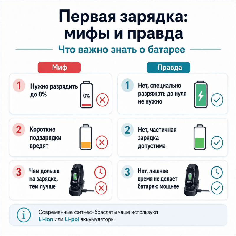 Первая зарядка фитнес-браслета