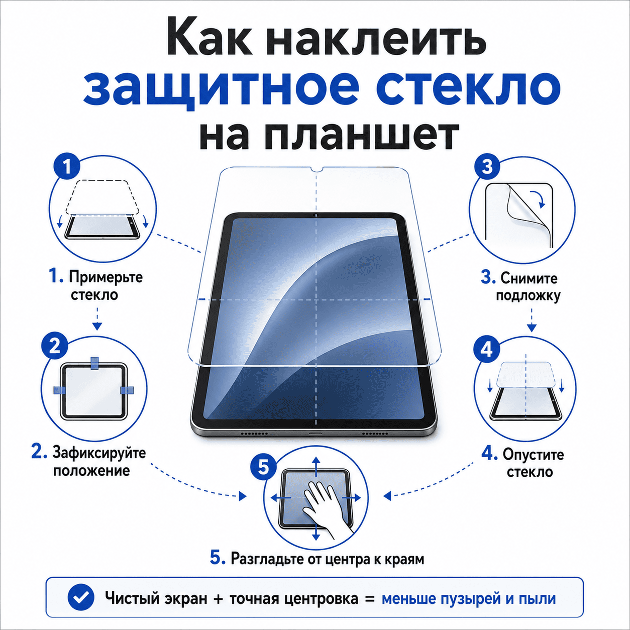 Как наклеить защитное стекло на планшет - пошаговая инструкция
