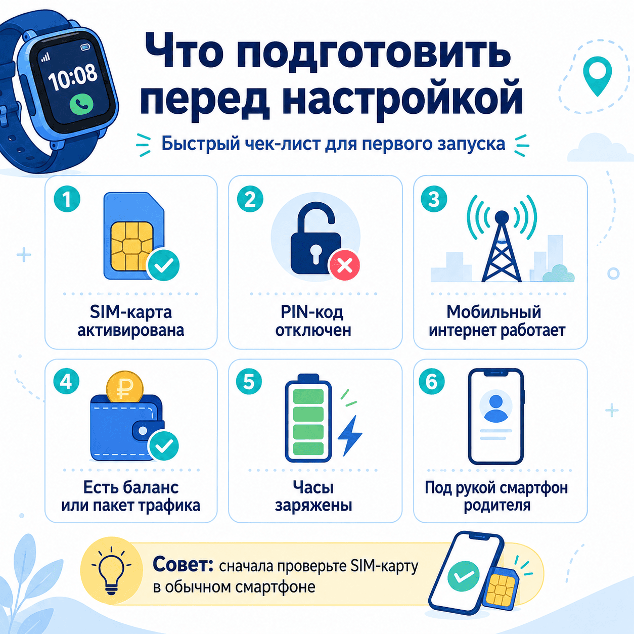 Что подготовить перед настройкой детских смарт часов