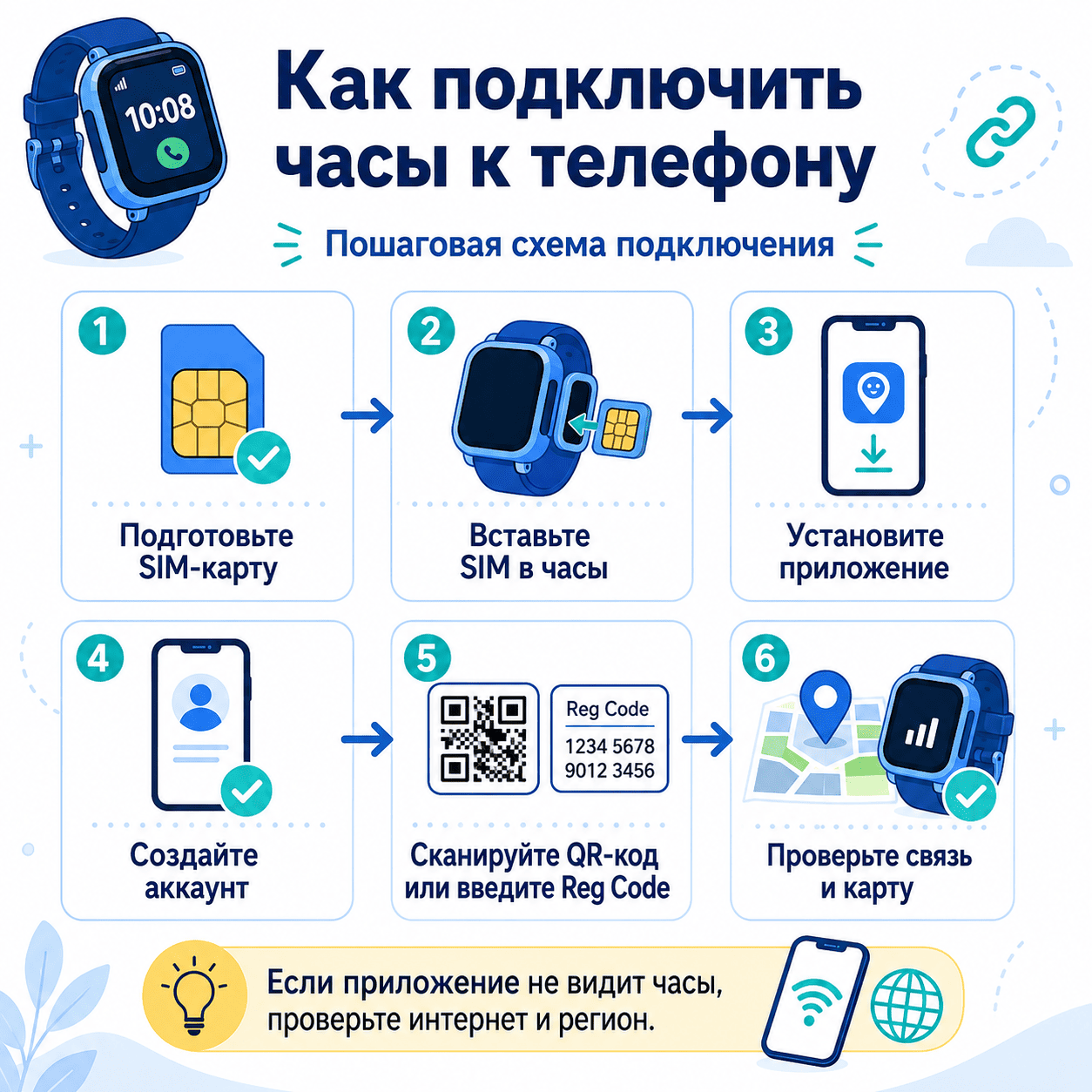Как подключить детские смарт часы к телефону