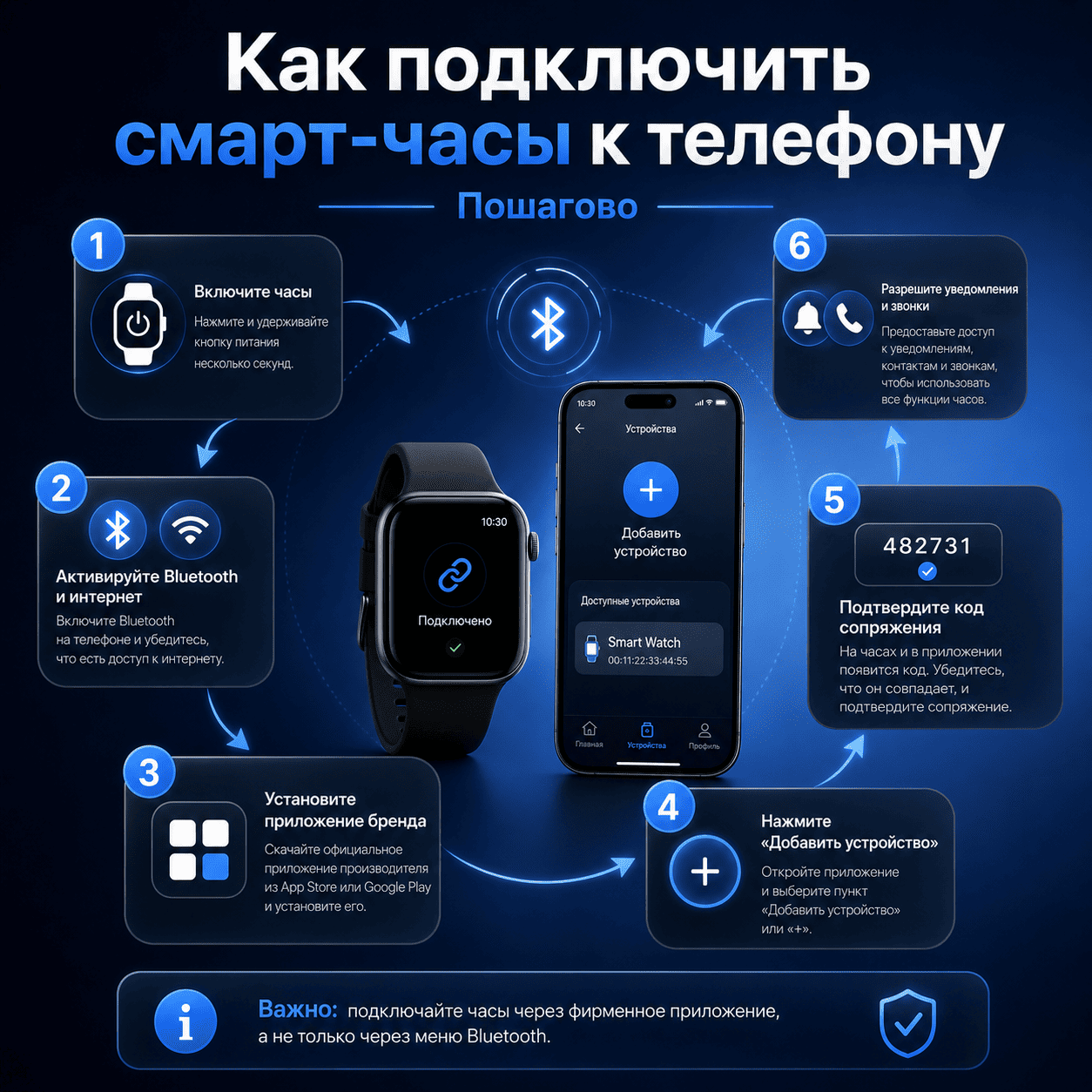Как подлючить смарт часы к телефону