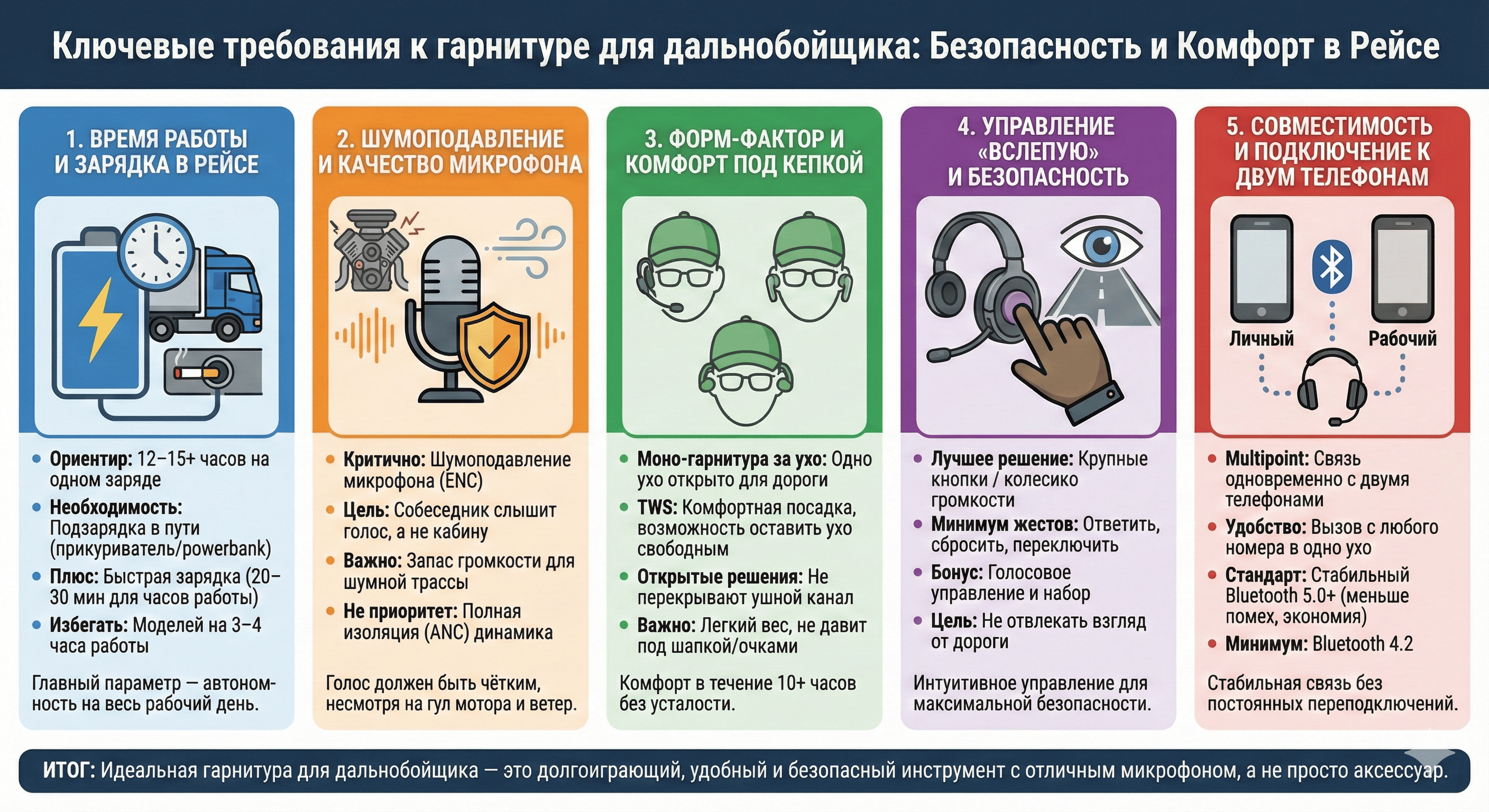 Ключевые требования к гарнитуре для дальнобойщика