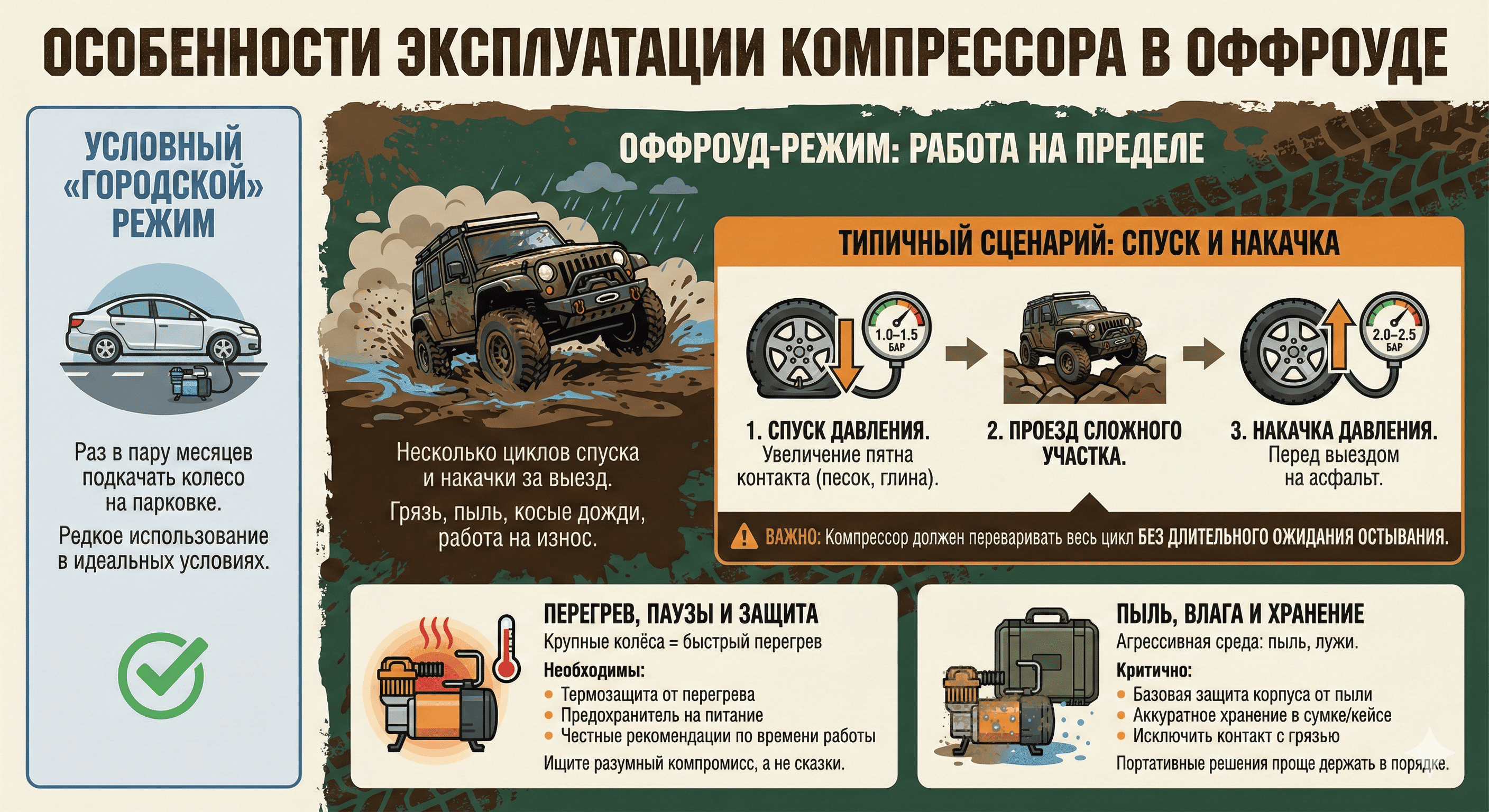 Особенности эксплуатации компрессора для внедорожника
