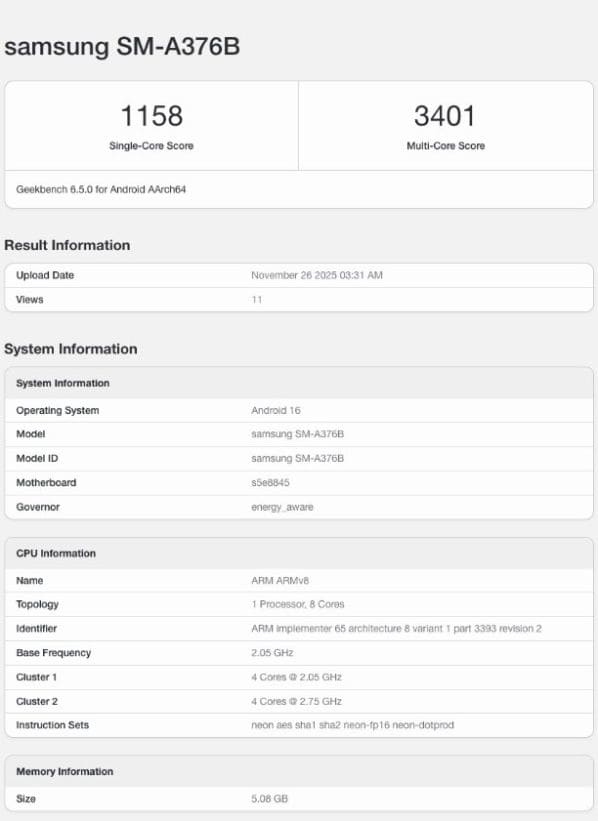 Бенчмарк Samsung Galaxy A37