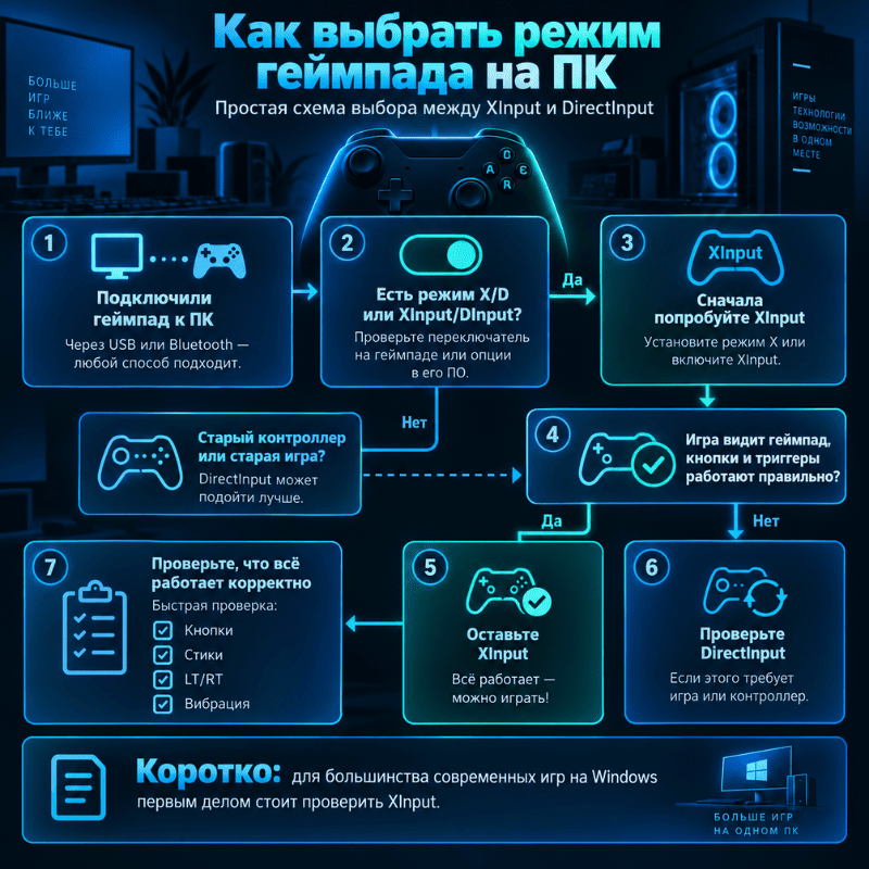 Как выбрать режим геймпада на ПК