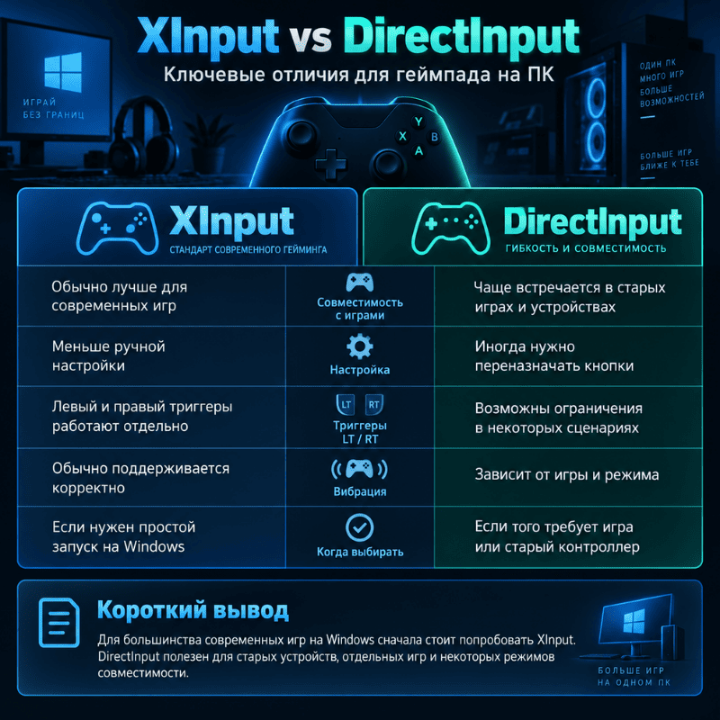 Что такое XInput и DirectInput