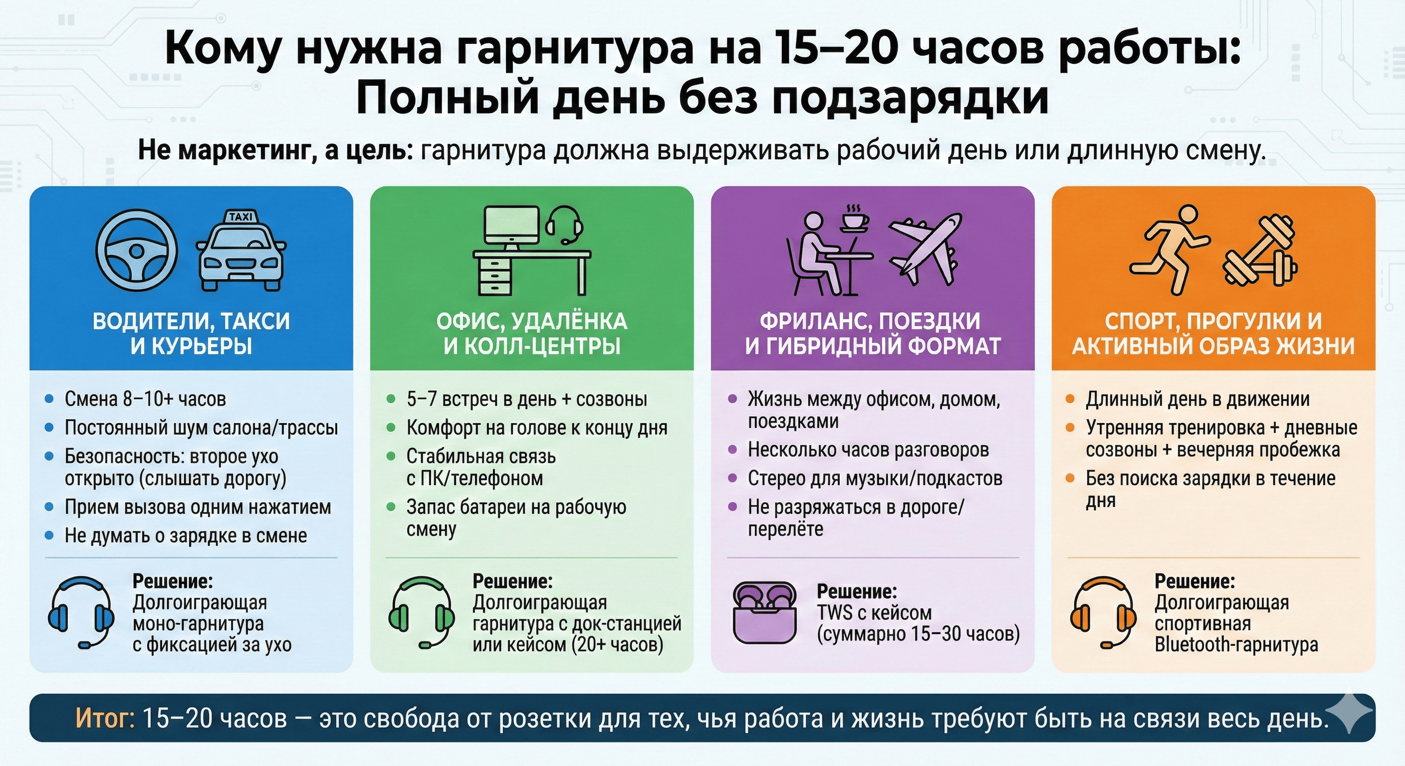 Кому нужна блютуз гарнитура с длительным временем работы