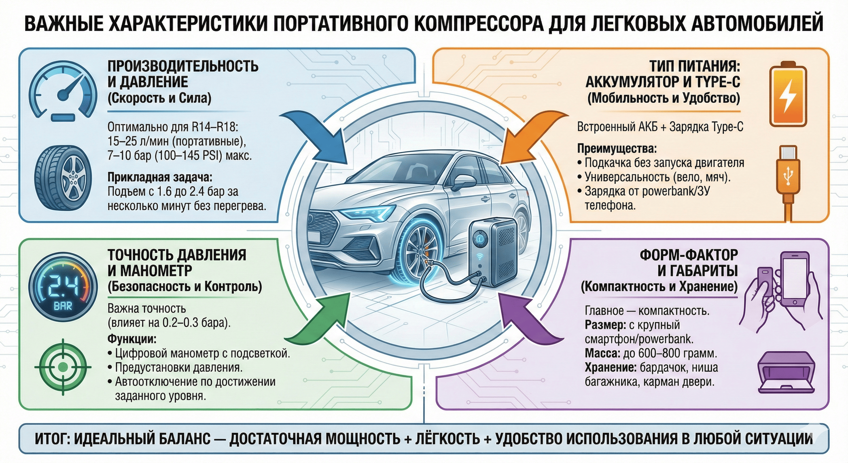 Какие характеристики важны для компрессора легковых авто