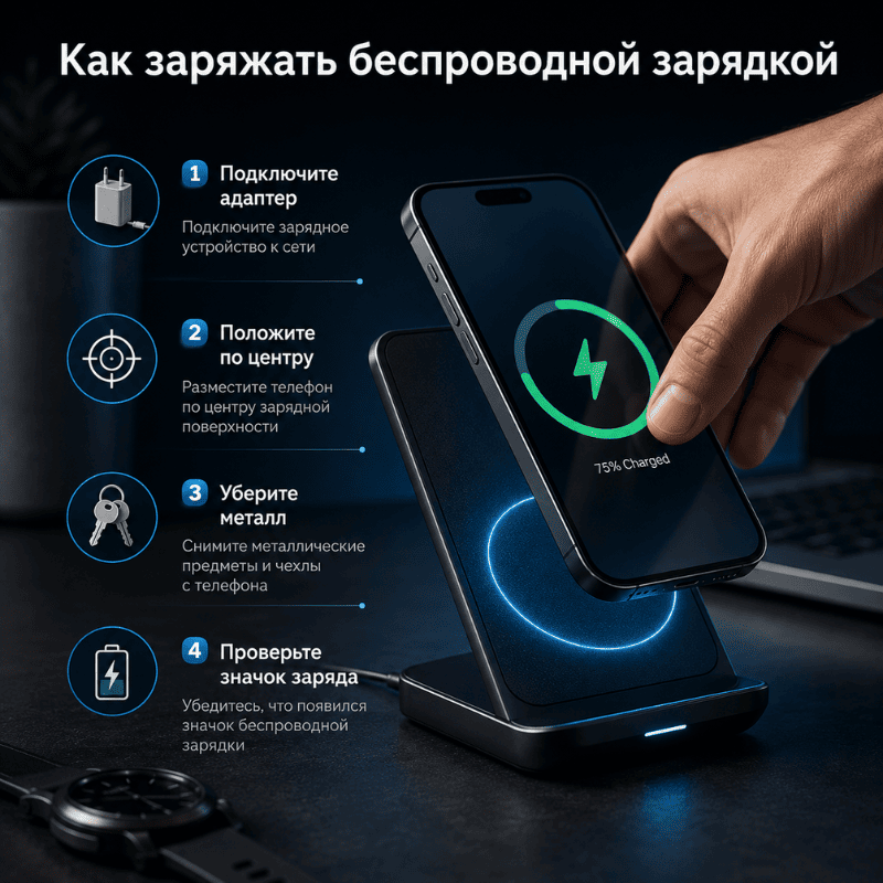 Как заряжаться беспроводной зарядкой