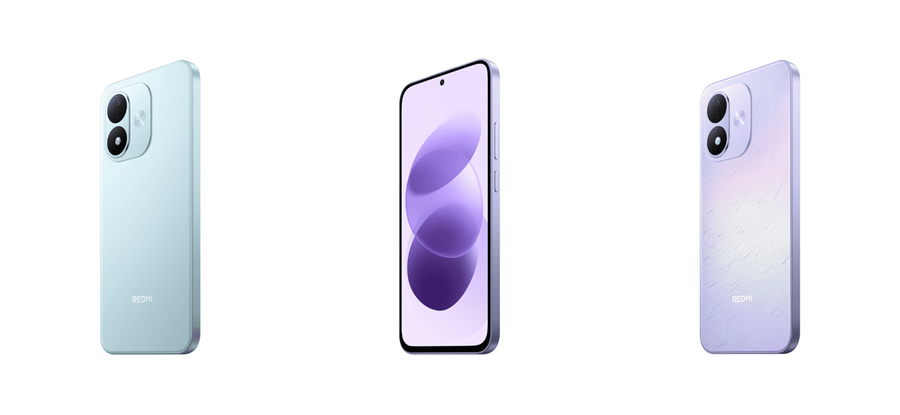 Redmi Note 17 5G в трех цветах, вид спереди и сзади