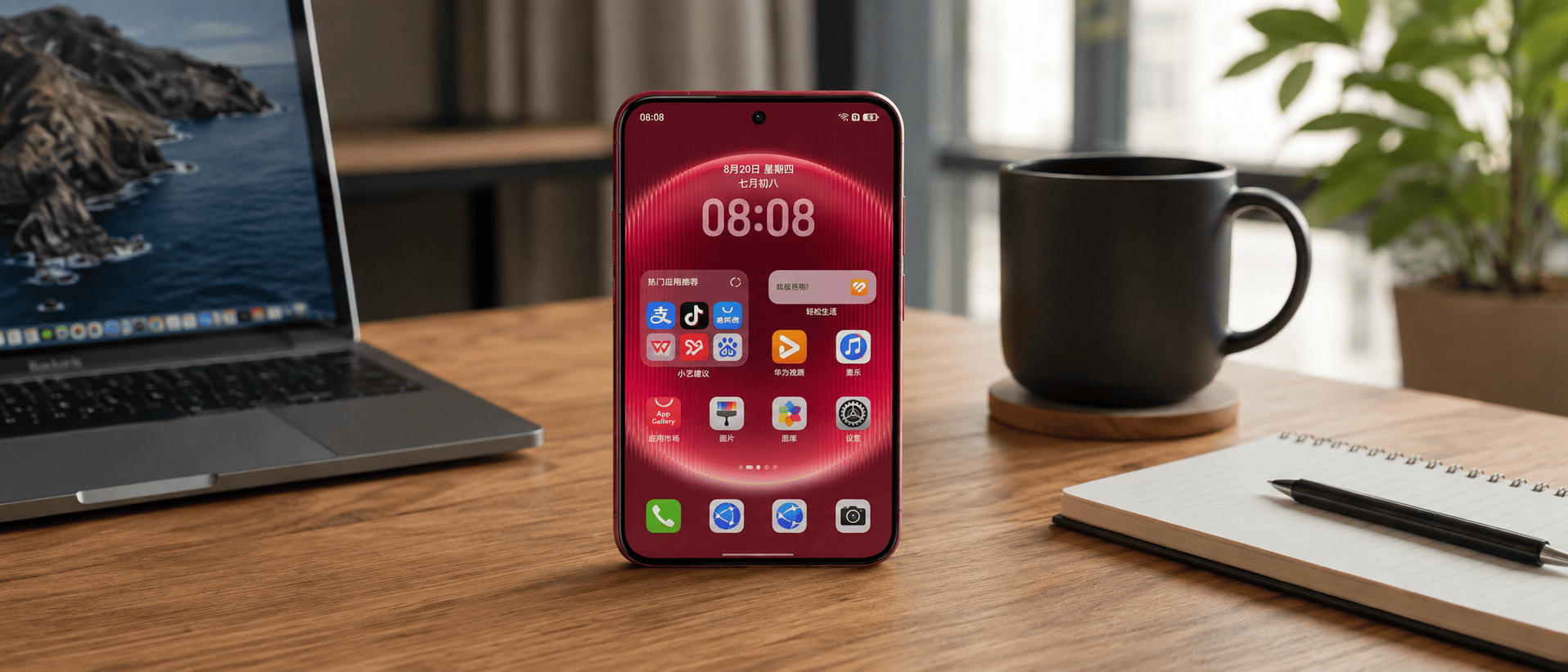 Huawei Pura X View с широким экраном на столе