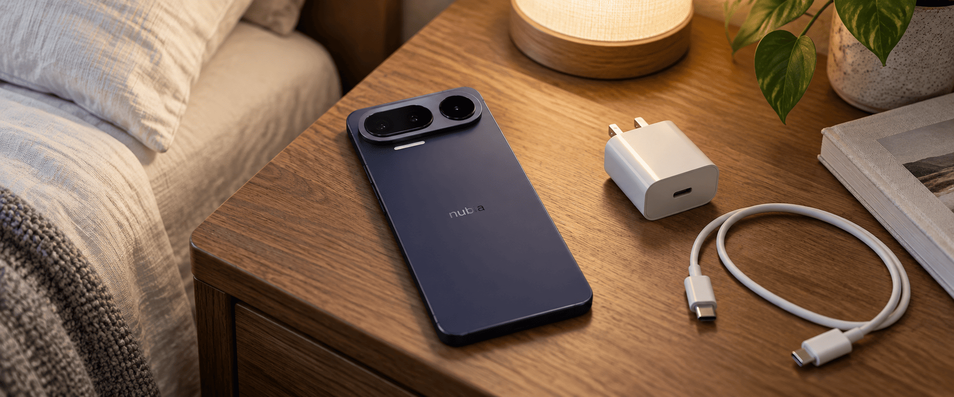 Nubia NaviX Ultra рядом с зарядным устройством