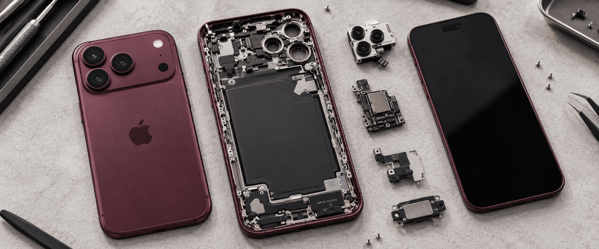 iPhone 18 Pro Max в разобранном виде с аккумулятором