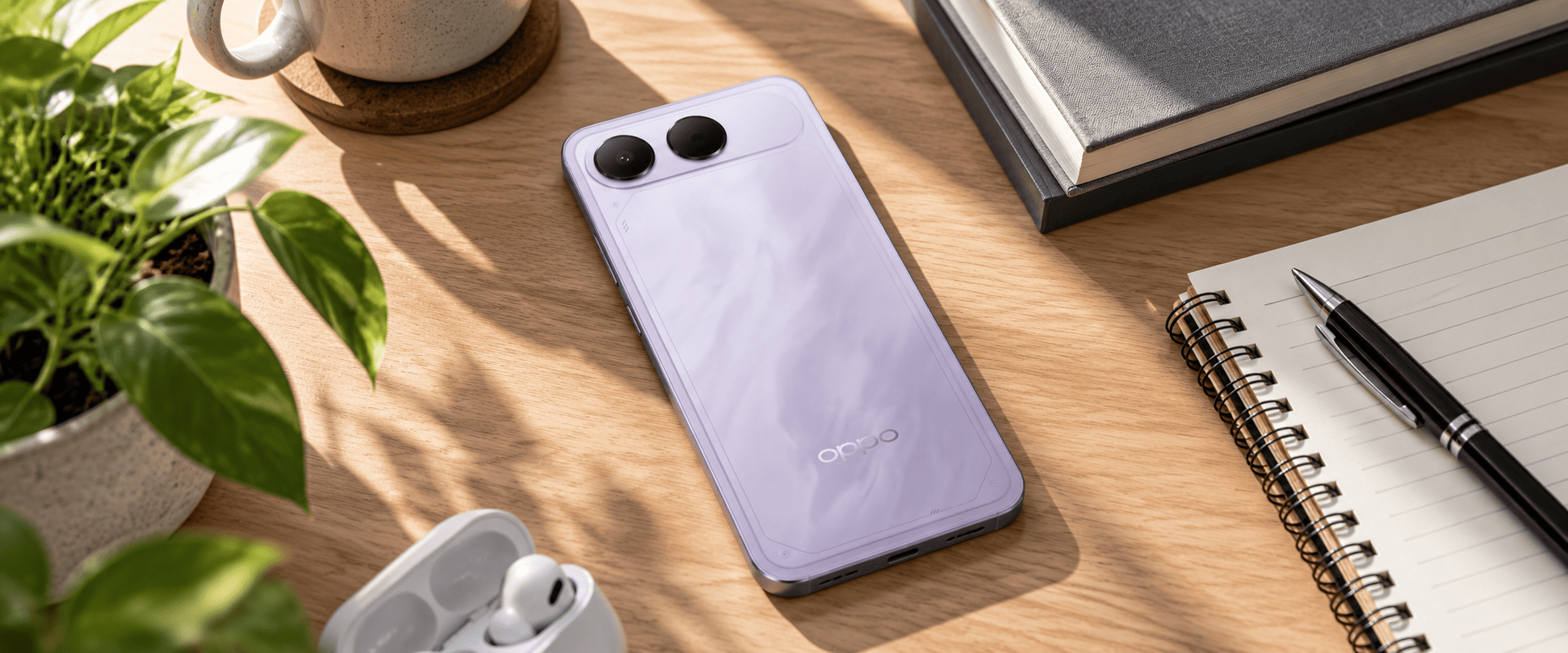 OPPO K15s на столе задней панелью вверх