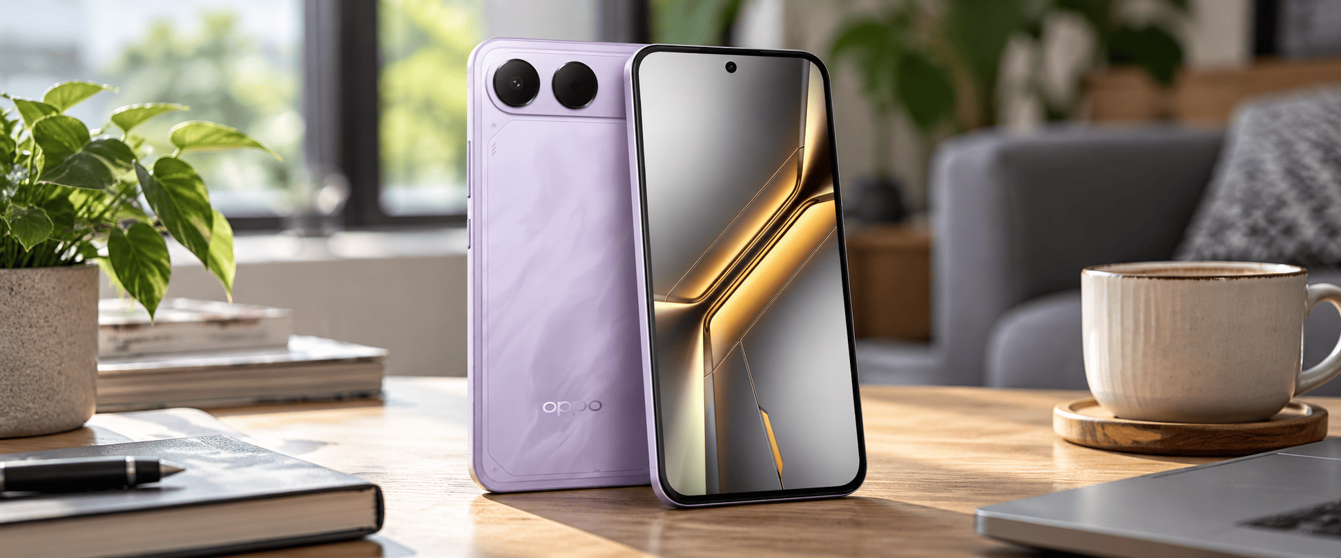 OPPO K15s в лавандовом корпусе с двумя камерами