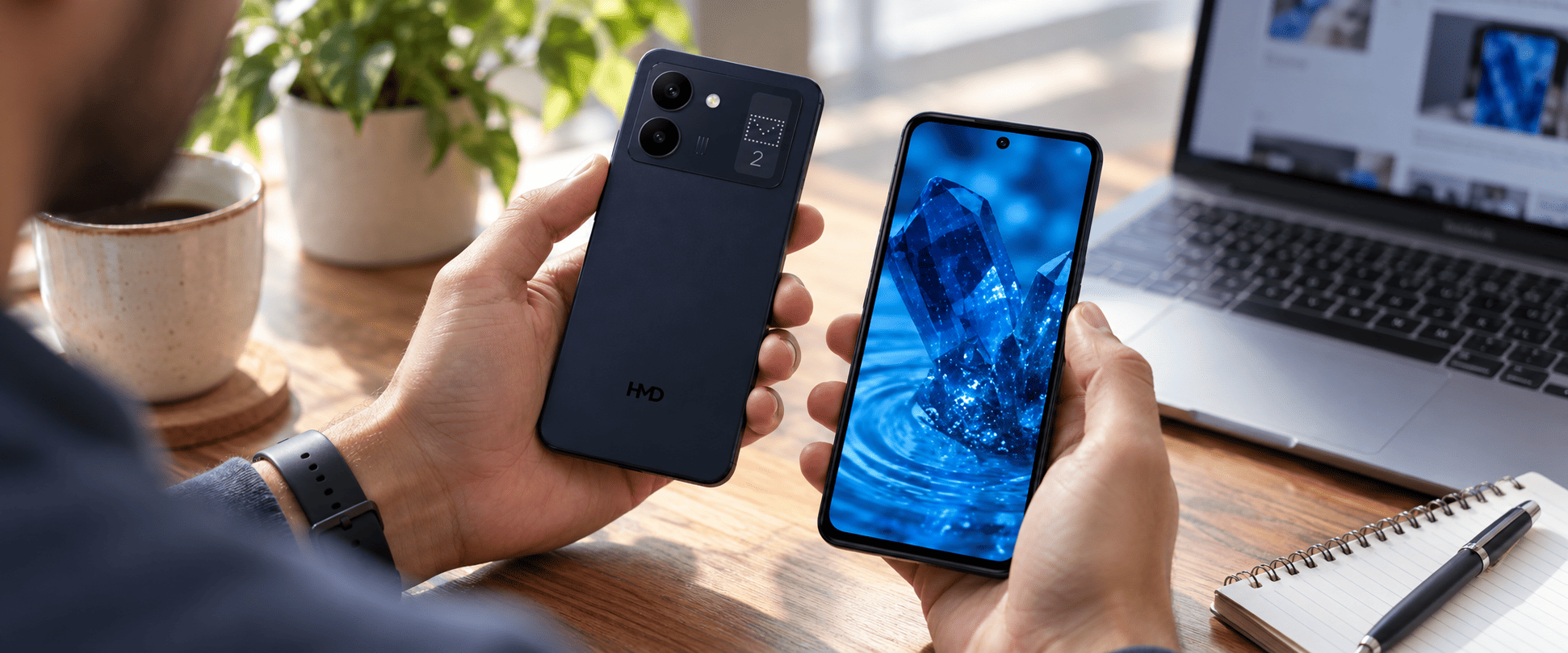 HMD Pulse 2T Pro — смартфон с включённым экраном в руках.