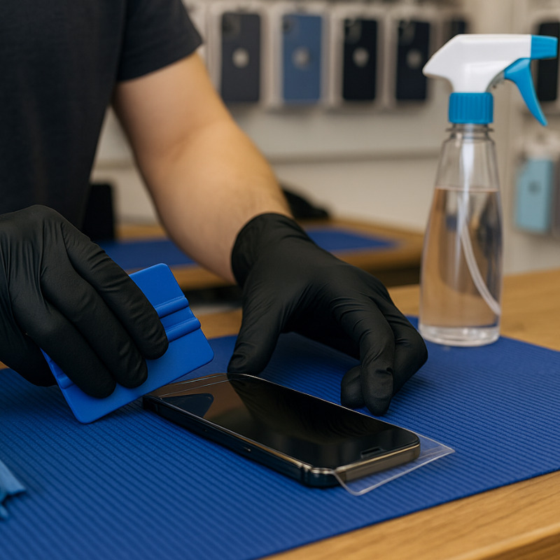 Оклейка телефона гидрогелевой пленкой 