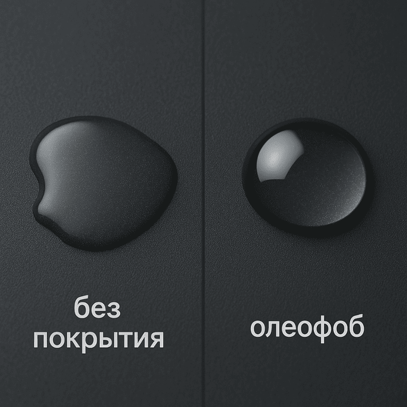 Олеофобное покрытие на защитном стекле