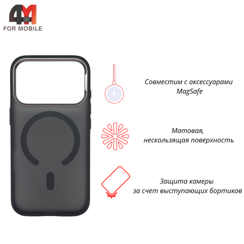 Чехол для iPhone 17 Pro Max пластиковый с MagSafe, серого цвета, Hicool